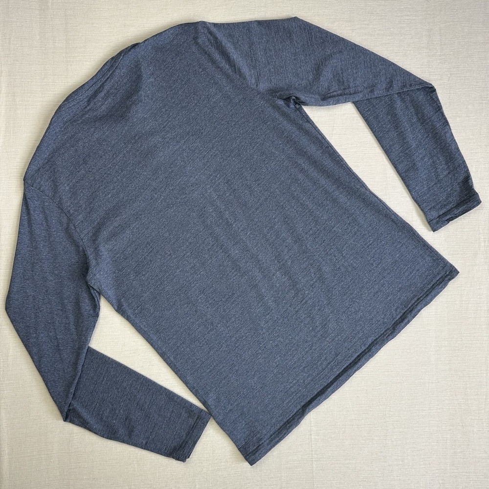 Taylor Stitch Merino Base Henley Men 40 Med Blue Heather Long Sleeve Wool Shirt - Picture 7 of 9